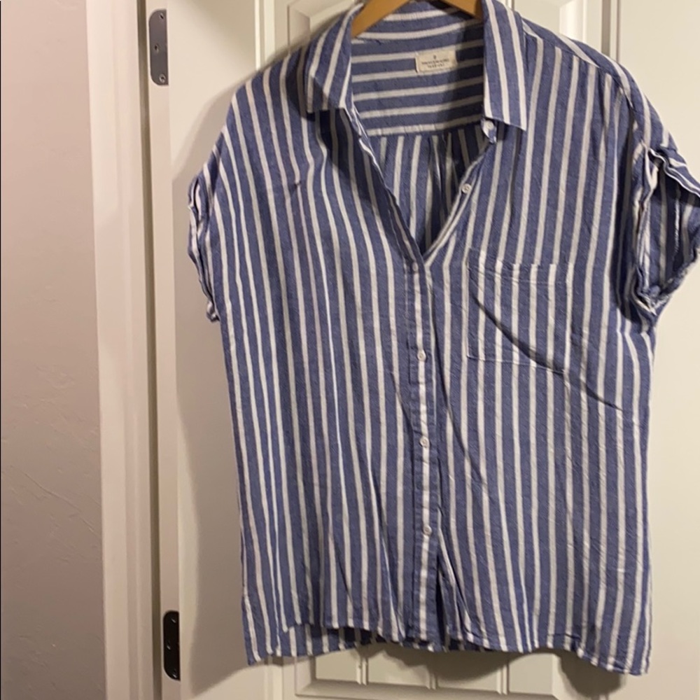 Thread and supply short sleeve striped linen shirt